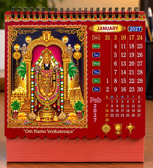 Tirupati Balaji 2027 Theme Table Calendar For Home/Office