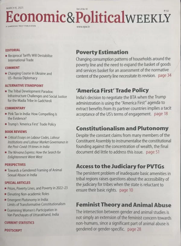 Economic and Political Weekly magazine 08 March 2025 Poverty Estimation America First trade policy