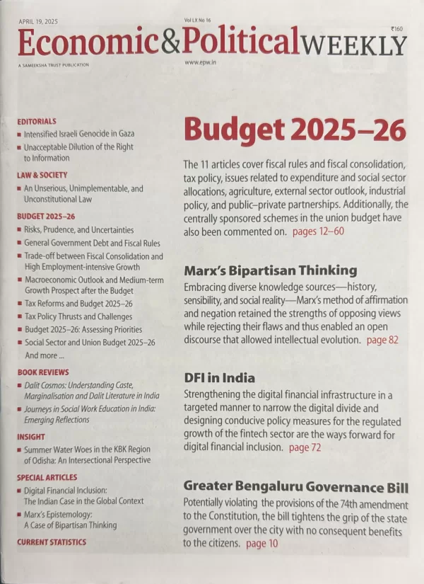 Economic and Political Weekly magazine 19 April 2025 Budget 2025 26 scaled